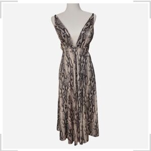 Elegant Snake Print V-Neck Dress